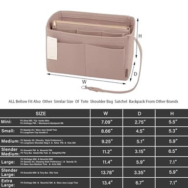 ZTUJO Purse Organizer Insert, Felt Bag Organizer with Metal Zipper, Handbag & Tote Shaper, For Speedy Neverfull Tote, 7 Sizes(Medium, Beige) - Image 2