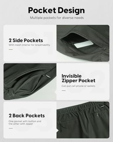 maamgic Men's 5 Inseam Shorts Casual Classic Fit Short Men with Multi-Pocket Mens Workout Shorts Hybrid Quick Dry Shorts Army Green X-Large - Image 4