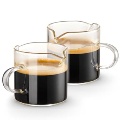 Qipecedm Espresso Cups Set of 2, 4 OZ Double Spouts Cups, Shot Glasses, Milk Cup with Handle, Clear Glass, Espresso Accessories for Machine, Small - Image 7