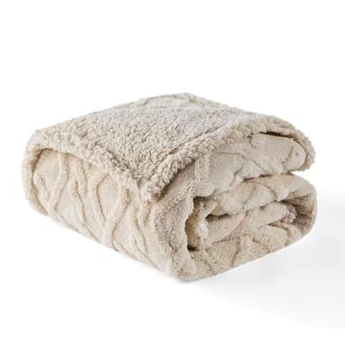 Bedsure Waterproof Dog Blankets for Large Dogs - Pet Blanket for Couch Protector Washable, Premium Jacquard Coral Fleece Cat Throw Blanket, Soft Plush Reversible Furniture Protection, 40"x50", Cream - Image 4