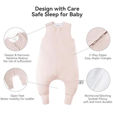 BubblePanda Rayon Made From Bamboo Toddler Sleep Sack with Feet 12-24 Months 2.5 Tog Winter Ultra Soft Warm Baby Sleep Bag Walker 1t-2t Quilted Thick Wearable Blanket with Legs 2-Way Zipper - Image 3