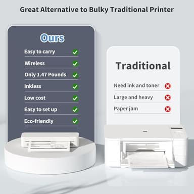 JADENS Portable Printers Wireless for Travel, Thermal Inkless Printer, Support 8.5" X 11" Thermal Paper, Compatible with iOS, Android & Laptop - Image 6