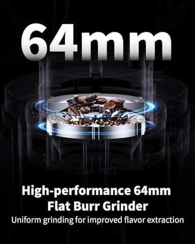 SHARDOR Professional 64mm Burr Coffee Grinder with 100 Grind Settings and All-Metal Chamber, Coffee Bean Grinder with Adjustable Electronic Timer and LED Display, Anti-Static,Black - Image 2