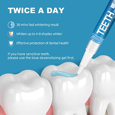 Teeth Whitening Pen 4+1(5 Pack), 70+ Treatments, Use Twice a Day Up to 1-6 Shade Whiter in 1-2 Weeks, 4 Whitening Pens plus 1 Desensitizing Pen, Effective, Painless and Enamel Safe Teeth Whitening Gel - Image 3