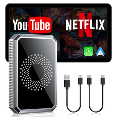 LAMTTO 3-in-1 Magic Video Box for Streaming Netflix/YouTube/TikTok, Wireless Carplay Adapter Dongle with USB Drive and HDMI Output for OEM Wired Apple Car Play and Android Auto Cars - Image 1