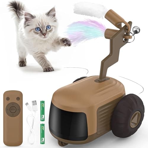 Heuceou Automatic/Remote Control Cat Toy, Smart Obstacle Avoidance Interactive Cat Toys for Indoor Cat, 2-Speed Kitten Toys, Rechargeable Cat Toys for Bored Indoor Adult Cats Turbo Tail 4.0 - Image 1