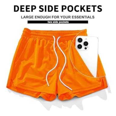 AIMPACT Mens Mesh Running Shorts Gym Athletic Workout Shorts for Men 3 inch Sports Shorts with Pocket(Orange L) - Image 3