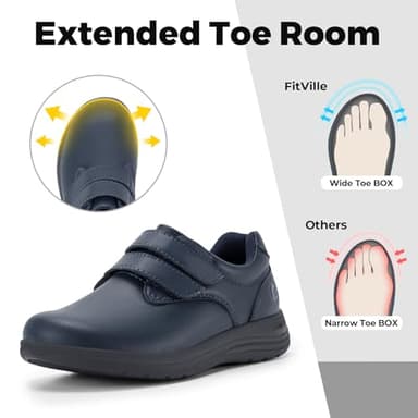 FitVille Wide Diabetic Walking Shoes for Women, Dress Casual Comfortable Leather Oxford Shoes for All-Day Comfort Royal Blue - Image 3