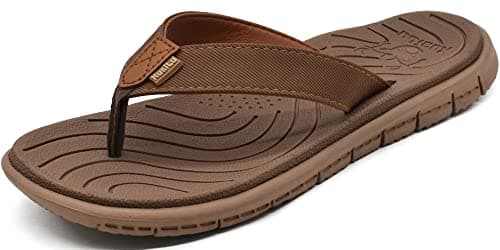 KuaiLu Womens Casual Flip Flops Comfortable Yoga Mat Arch Support Memory Foam Comfort Cushion Summer Beach Pool Slip on Walking Thong Sandals Ladies Orthotic Recovery Plantar Fasciitis Brown Size 7 - Image 1