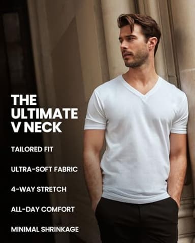 INTO THE AM V Neck T Shirts Men 3 Pack Fitted Casual Non-Branded Plain Undershirt Sleep Vneck Tshirt Multipack (Black/Olive Green/White, XX-Large) - Image 3