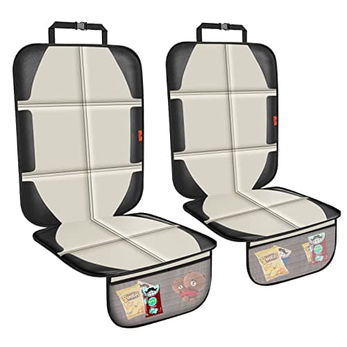 XHYANG Car Seat Protector,2 Pack Car Seat Protectors Baby Carseat Waterproof Durable 600D Fabric for Child Baby Car Seat Mat Vehicle Pet Cover 2 Storage Pockets (2 Pack Beige) - Image 1