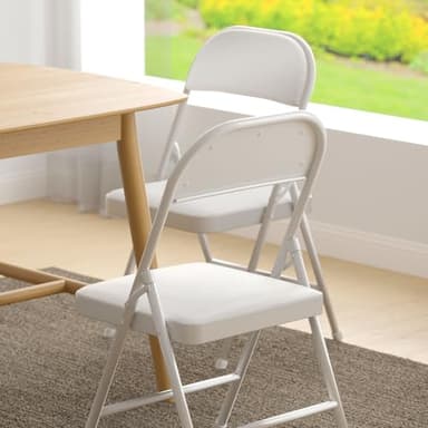 Nazhura 4 Pack Folding Chairs with Padded Cushion and Back, Khaki Metal Chairs with Comfortable Cushion and Durable Steel Frame for Home and Office, for Indoor and Outdoor Events (White, 4 Pack) - Image 7