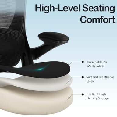 Estevo Ergonomic Office Chair with Tilt-Lock, Home Office Desk Chair with Auto Lumbar Support, High Back Mesh Desk Chair with Adjustable Headrest, Swivel Task Chair or Study Room Bedroom,Black - Image 7