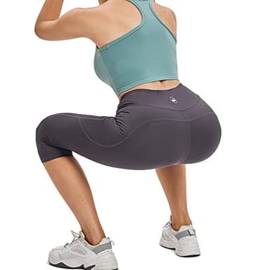 adorence Capri Leggings for Women Plus Size (Naked Feeling 3/4 Yoga Pants, High Waist, Tommy Control), Women Capri Pants with Pockets-Darkgrey,XL - Image 5