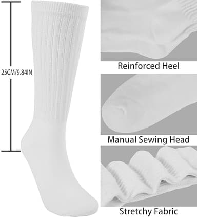 BomKinta Crew Slouch Socks Women - Retro Scrunch Short Sock - Soft Solid Ankle Socks Size 5-11 3 Pair White White White - Image 2