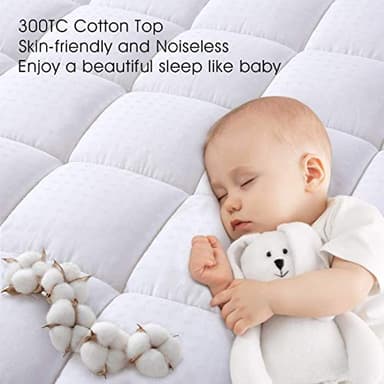EASELAND Queen Size Mattress Pad Pillow Top Mattress Cover Quilted Fitted Mattress Protector Cotton Top Stretches up 8-21" Deep Pocket Cooling Mattress Topper (60x80 inch, White) - Image 4