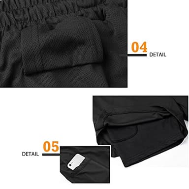 Surenow Men's Running Shorts Quick Dry Workout Gym Shorts Athletic 2-in-1 Stealth Shorts Outdoor Short for Men with Pockets - Image 5