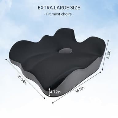 lefarfadet Seat Cushion, X-Large Memory Foam Office Chair Cushion, for Pressure Relief Sciatica & Pain Relief for Long Sitting Hours on Office/Home Chair, Car, Wheelchair - Image 2
