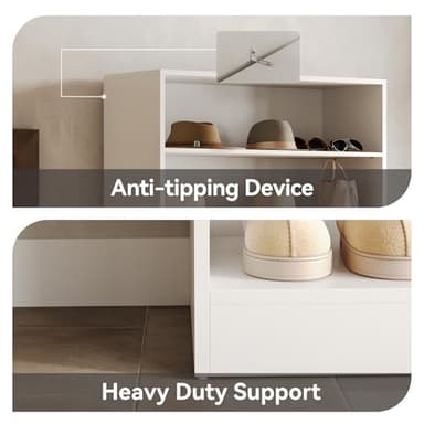 LITTLE TREE 9-Tier Shoe Cabinet, 32 Pairs Wooden Shoes Cabinet with Adjustable Shelves for Entryway, 70.9" Tall Shoe Cabinet, Freestanding Modern Shoe Rack Organizer for Living Room Bedroom, White - Image 7