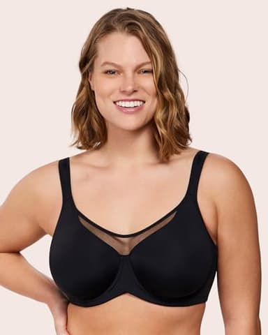 HSIA Minimizer Bras for Women Plus Size, Full Coverage Coolcomfort T Shirt Unlined Bra with Underwire for Heavy Breast, Rich Black 44C - Image 2
