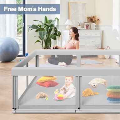 Large Baby Playpen for Babies and Toddlers, Playpen 74×50, Large Baby Play Yards Indoor & Outdoor, Sturdy Safety Baby Play Pen with Soft Breathable Mesh, Toddlers Activity Center with Anti-Slip Base - Image 2