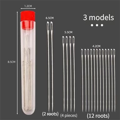 Big Eye Steel Sewing Needles Kit, Stainless Steel Sewing Needles, Stainless Steel Needles for Hand Sewing, Steel Sewing Needles, 34 PCS Big Eye Steel Needles Set - Image 4