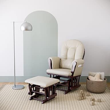 Storkcraft Premium Hoop Glider & Ottoman (Espresso with Beige) — GREENGUARD Gold Certified, Solid Wood Craftsmanship, Convenient Storage Pockets, Smooth-Gliding Chair for Nursery, Multi-Award-Winning - Image 2