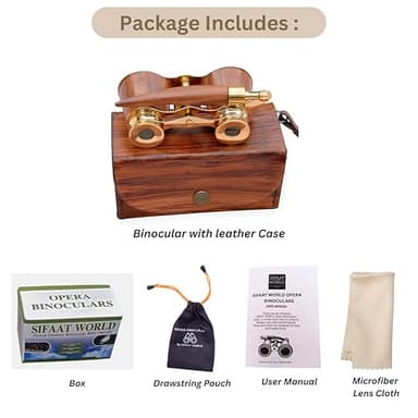 SIFAAT WORLD Opera Glasses, Opera Binoculars with Handle, Theatre Glasses for Adults & Kids, Solid Brass & Wood Coated Opera Glasses Binoculars for Women - Image 4