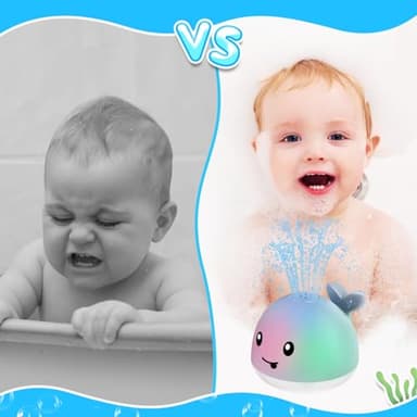 ANGGIKO Baby Bath Toys, Toddler Bath Toys for Kids Ages 1-3, Light Up Whale Bath Toy Sprinkler, Pool Water Table Infant Baby Toys 6-12-18 Months, Bathtub Fountain Toy, Toddler 1st Birthday 1 2 3 Gifts - Image 5