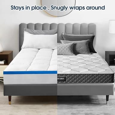 Twin Mattress Topper, CYMULA Cooling Mattress Pad Cover PillowTop for Dorm College Bed Hospital Back Pain, Extra Thick Mattress Protector Firm Soft Floor Fill with 8-21 Inch Deep Pocket, 39"x75"White - Image 6