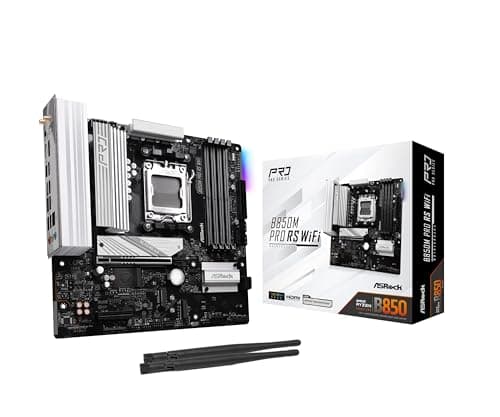 ASRock AMD B850M Pro RS WiFi 6E Socket AM5 Ryzen 9000, 8000 and 7000 Series DDR5 B850 up to 8000+ (OC) MHz 256GB Micro ATX Motherboard M.2 SATA3 6.0 Gb/s PCIe 5.0 Realtek 2.5G LAN BIOS Flashback - Image 1