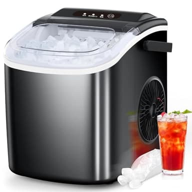 COWSAR Ice Maker Countertop, Portable Ice Machine with Self-Cleaning, 26.5lbs/24Hrs, 9 Bullet Ice Cubes in 6 Mins, Ice Basket and Scoop, Ideal for Home, Kitchen, Bar, Camping - Image 1