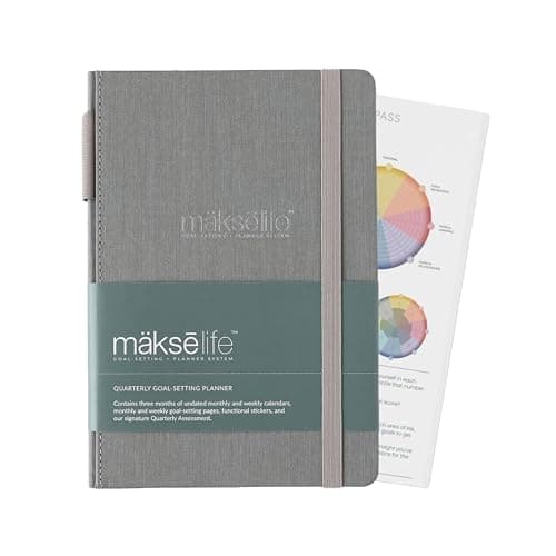 MäksēLife 90-Day Quarterly Planner - Entrepreneur Goal Setting & Project Management, Undated 3-Month Productivity Planner for Small Business Owners, Gray