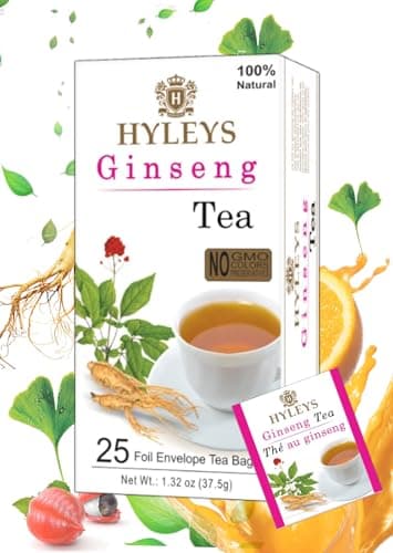 Hyleys Ginseng & Green Tea with Natural Guarana & Orange Flavor - Herbal Energy Tea - 25 Tea Bags - Image 5