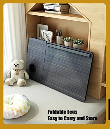 Laptop Desk for Bed Couch,Lap Desk for Laptop,Portable Laptop Stand for Desk,Small Adjustable Laptop Desk,Foldable Bed Table for Laptops and Writing, Bed Tray Table with Cup Holder(Black) - Image 7