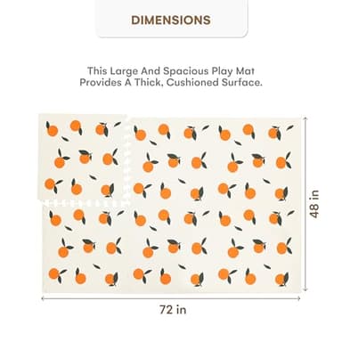 Childlike Behavior Baby Play Mat - 72x48-Inch Tummy Time Mat - 6-Piece Interlocking Foam Floor Tiles for Toddlers - Soft Waterproof for Floor Play and Crawling - Oranges - Image 3