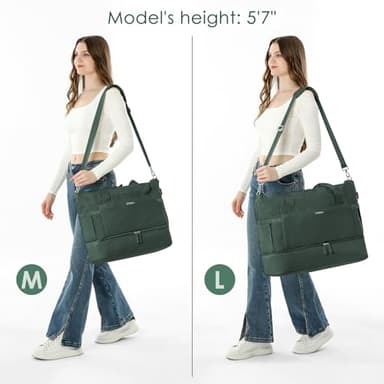 ETRONIK Gym Bag for Women, 47L Carry On Travel Duffel Bag with Shoes Compartment, Weekender Overnight Bag with Wet Pocket & USB Charging Port for Women, Travel, Gym, Weekend, Large Size (Dark Green) - Image 7
