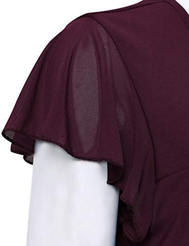 Furnex Floral Tunic Tops - Dressy & Casual Mesh Double Layered Tops for Leggings, Work & Summer - Plus Size Dark Red XXXL - Image 3