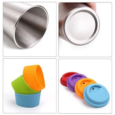 Rommeka Stainless Steel Kids Cups, 5 Pack Colorful Drinking Tumbler Sippy Cup with Silicone Lids and Straws Metal Mugs for Toddlers, Children and Adults - 12oz - Image 9