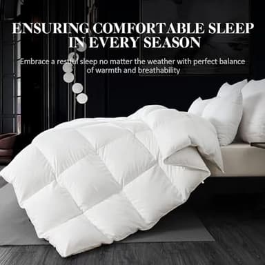 WhatsBedding Feather Down Fiber Comforter,Filled with Feather and Down Fiber, All Season White Luxury Bed Comforter,Ultra Soft 100% Cotton Duvet Insert,King Size 106"x90" - Image 3
