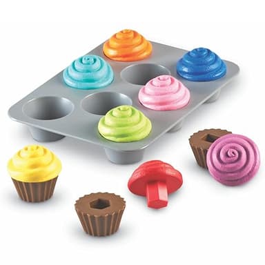 Learning Resources Smart Snacks Shape Sorting Cupcakes,17 Pieces, Ages 18 Months+, Fine Motor, Color & Shape Recognition - Image 1