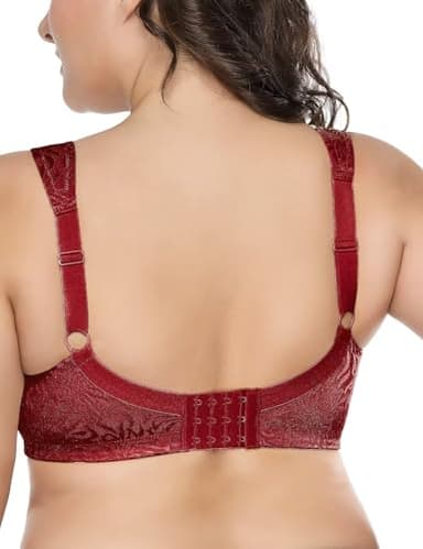 Deyllo Women's Full Coverage Plus Size Comfort Minimizer Bra Wirefree Non Padded(Red,48C) - Image 3