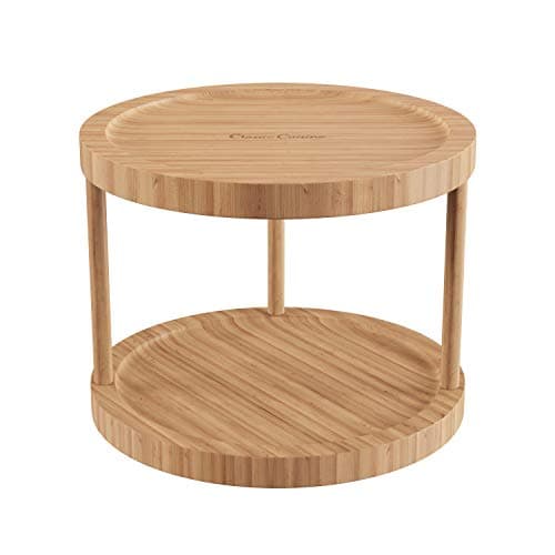 Classic Cuisine Lazy Susan – All-Natural Bamboo Round Two Tier Turntable Kitchen, Pantry and Vanity Organizer and Display with 10 Inch Diameter - Image 1