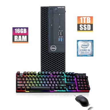 Dell OptiPlex 3070 SFF Small Form Factor Desktop, Computer PC Setup, 24" FHD Monitor, Intel Core i5-8400 2.8GHz, 16GB DDR4 RAM, 1TB SSD, Keyboard and Mouse, WiFi, Bluetooth, Windows 10 Pro (Renewed) - Image 3