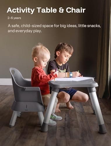 HARPPA 6 in 1 Baby High Chair, Convertible Infant Feeding Chair for Babies & Toddlers Table, Dining Booster Seat with Removable Tray, Grey - Image 7