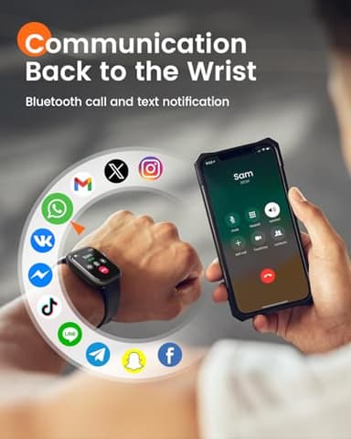 Smart Watches for Men Fitness Tracker: 1.85" Smart watch with 1000 mAh 100 Day+Battery Life Make/Recive Call Heart Rate Blood Pressure SpO2 Sleep Monitor 120+ Sport Mode 5ATM for iPhone Android Phones - Image 4