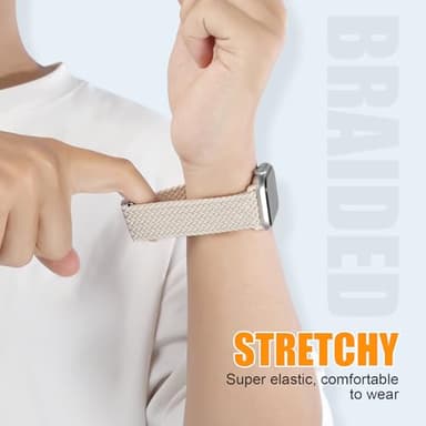 Magnetic Braided Stretchy Loop - Compatible with Apple Watch Band 42mm 46mm 40mm 41mm 44mm 45mm 38mm Ultra/2 49mm Women Men,Elastic Woven Fabric Nylon Strap for iWatch Ultra Series 10 9 8 7 6 5 4 3 SE - Image 4