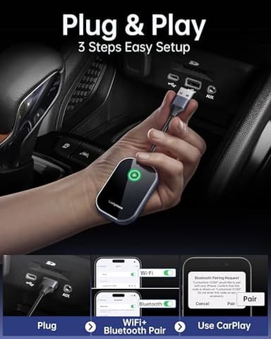 Luckymore Wireless Carplay Adapter, Converts Wired to Wireless Carplay Dongle for Plug & Play Carplay Fit for Cars from 2017 & for Apple iPhone iOS 10+ - Image 4
