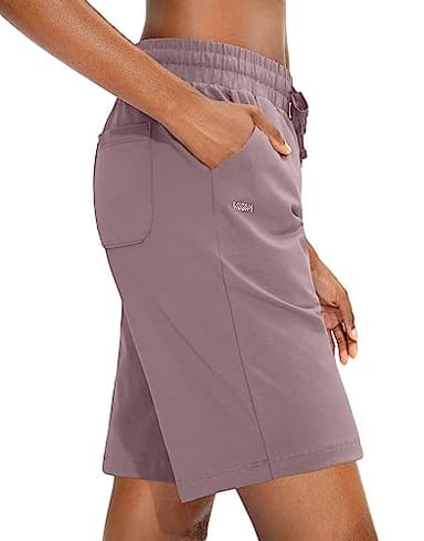 Viodia Women's Bermuda 10" Long Shorts with Pockets Cotton Sweat Lounge Shorts for Women Jersey Athletic Knee Length Shorts for Summer - Image 2