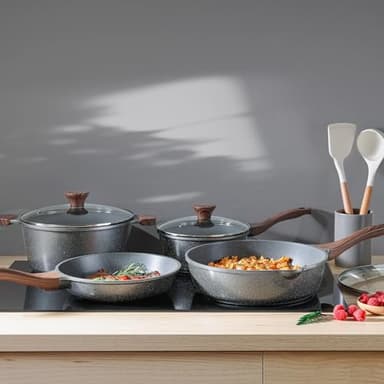 SENSARTE Nonstick Cookware Set 13-Piece, Non Stick Pots and Pans Set with Swiss Granite Coating, Healthy Kitchen Cooking Set, Stay-Cool Handles, PFOA Free - Image 8